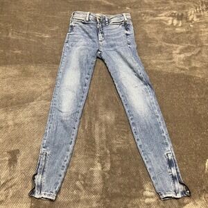 Pilcro and the Letterpress Anthropologie High Rise Skinny Ankle Zip Jeans 25